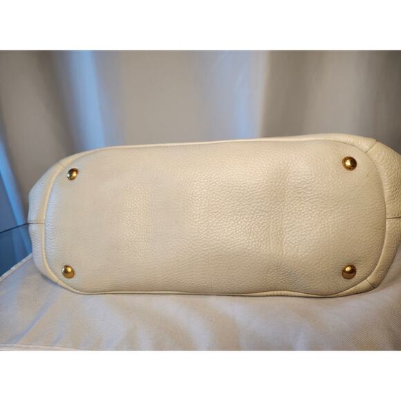 Prada Vitello Daino Tote White Cream Leather with Crossbody Strap Work Bag - Picture 9 of 16
